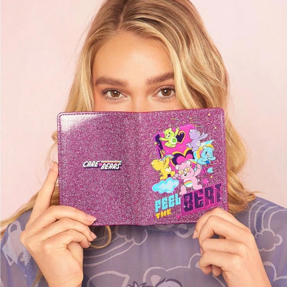 Rebellious Rose X Care Bears Purple Passport Holder With Heart-Shaped Bear
